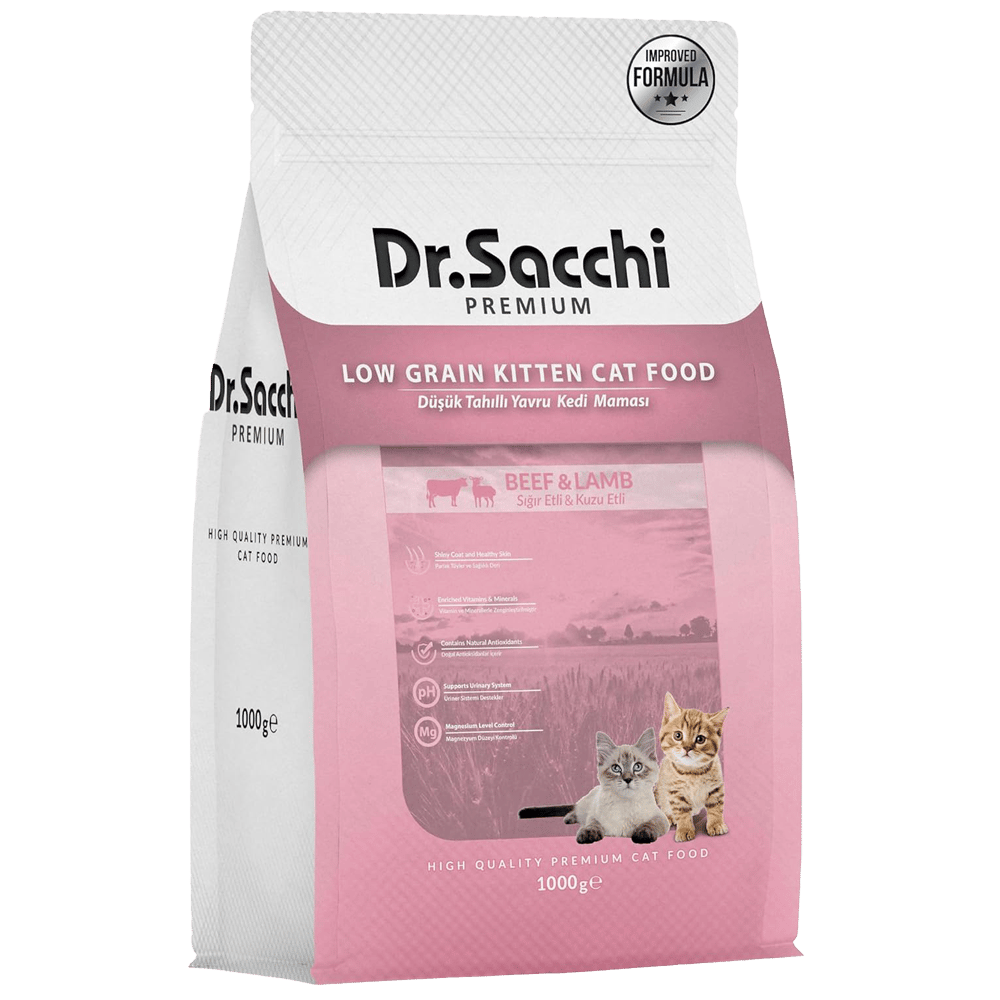 Dr.Sacchi Premium Sığır Etli ve Kuzu Etli Düşük Tahıllı Yavru Kedi Maması 1kg