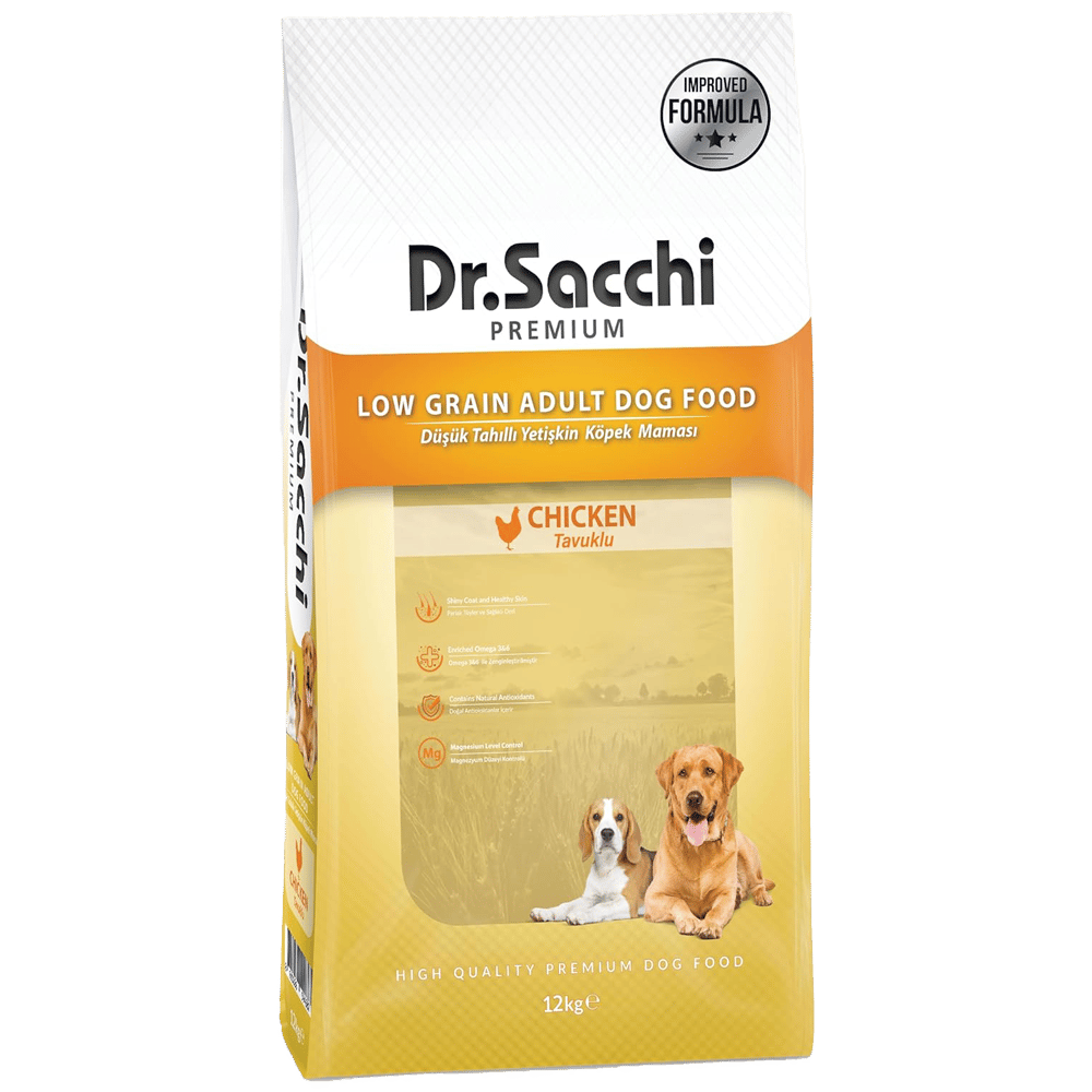 Dr.Sacchi Premium Chicken Tavuklu Düşük Tahıllı Yetişkin Köpek Maması 12kg