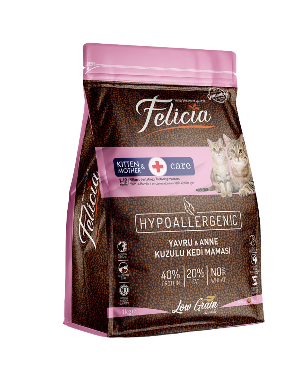 Felicia 1 Kg Kolajenli Kuzulu Az Tahıllı Yavru Kedi Maması HypoAllergenic Kedi Maması