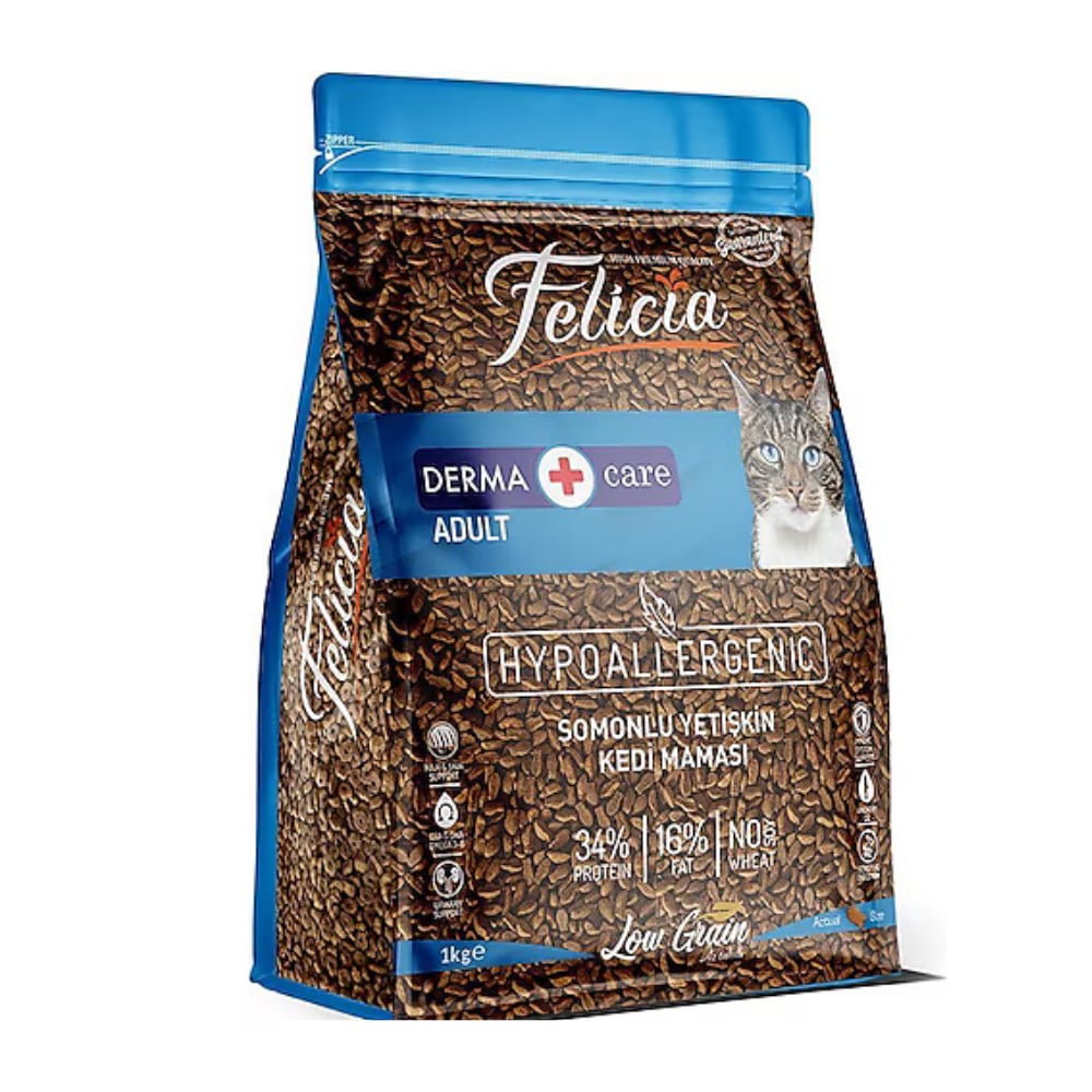 Felicia Az Tahıllı Yetişkin Somonlu Hipoalerjenik Kedi Maması 1 Kg