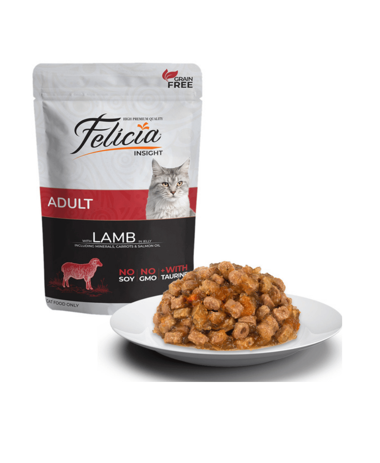 Felicia Tahılsız 85 gr Pouch Yetişkin Kuzu Etli Yaş Kedi Maması 