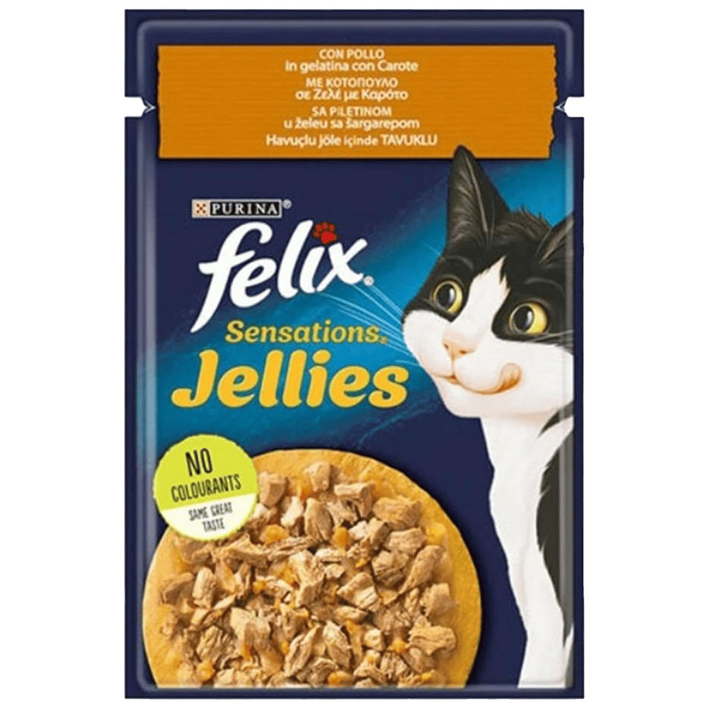 Felix Pouch Jöle İçinde Tavuklu ve Havuçlu Yetişkin Kedi Konservesi 85gr