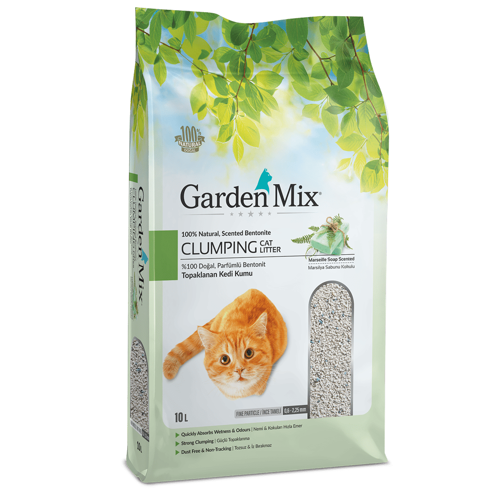 Garden Mix İnce Taneli Topaklaşan Marsilya Sabunlu Doğal Kedi Kumu 10lt