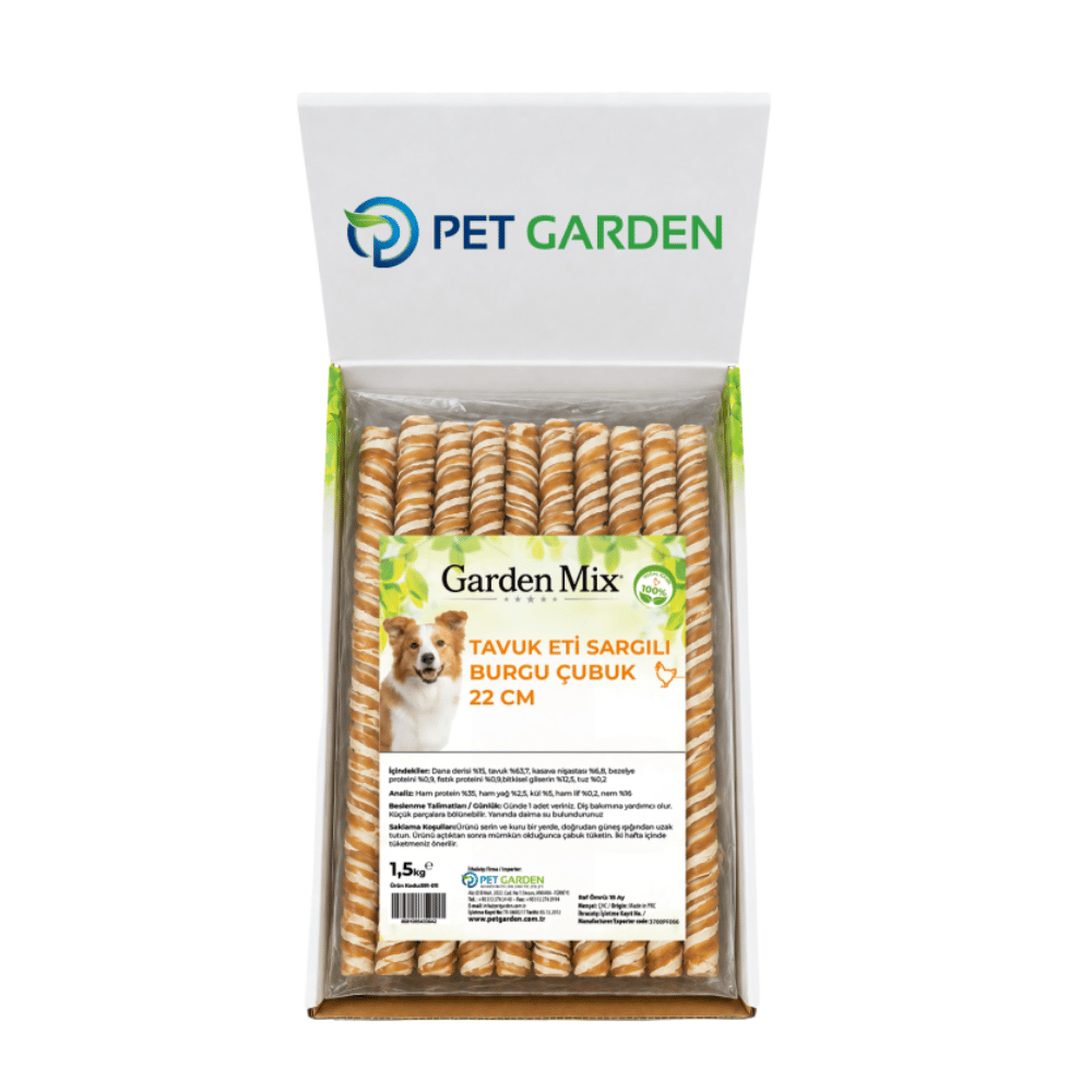 Garden Mix Ördek Eti Sargılı Burgu Çubuk Köpek Ödülü 22 Cm - 1.5 Kg