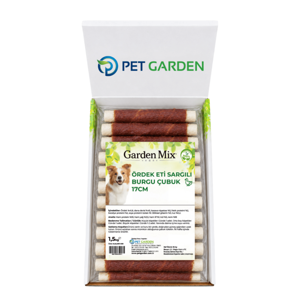 Garden Mix Ördek Eti Sargılı Burgu Çubuk Köpek Ödülü 17 Cm- 1.5 Kg
