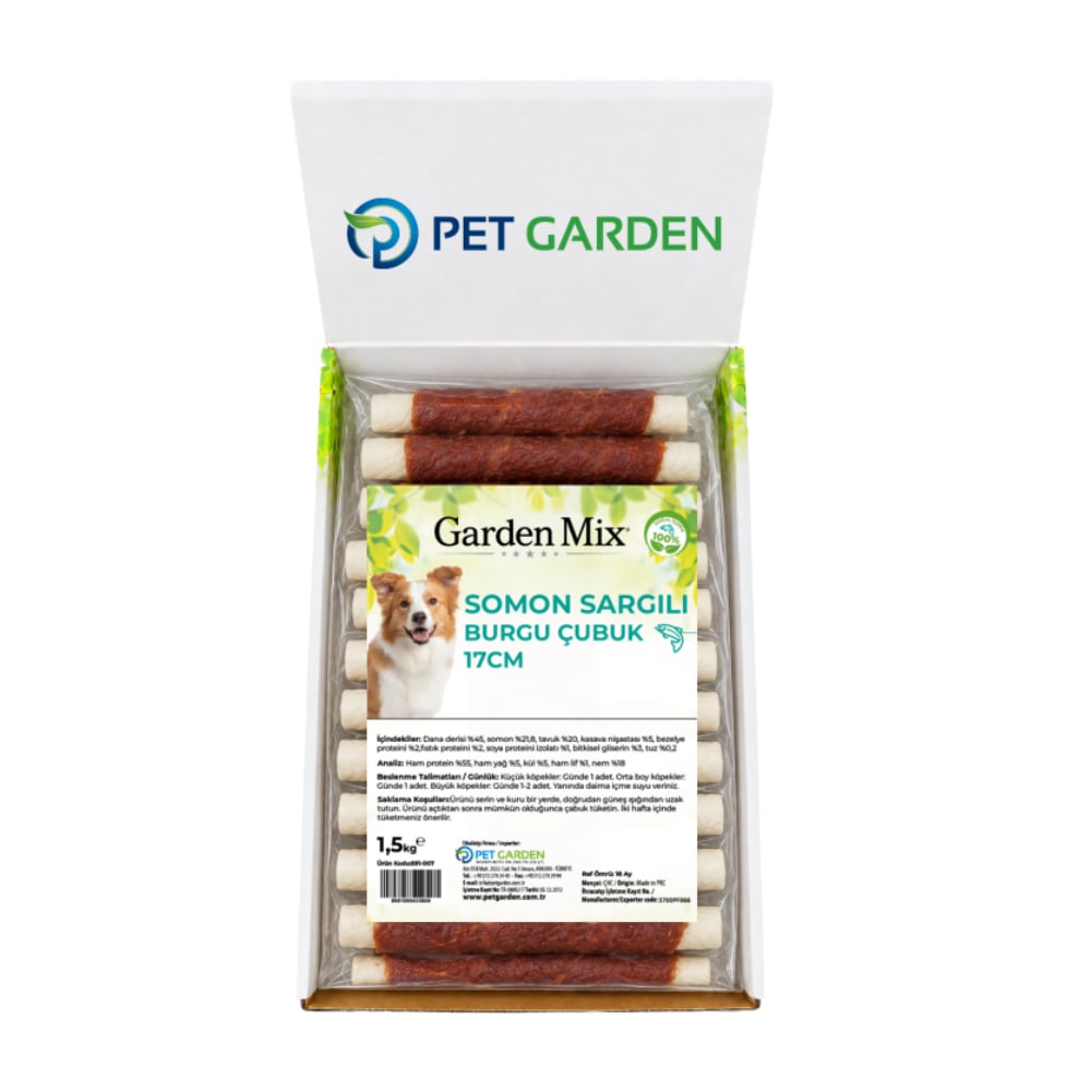 Garden Mix Somon Sargılı Burgu Çubuk Köpek Ödülü 17cm -1.5 Kg