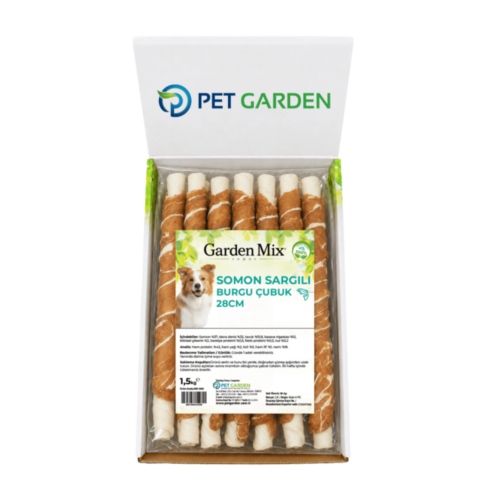 Garden Mix Somon Sargılı Burgu Çubuk Köpek Ödülü 28cm -1.5 Kg