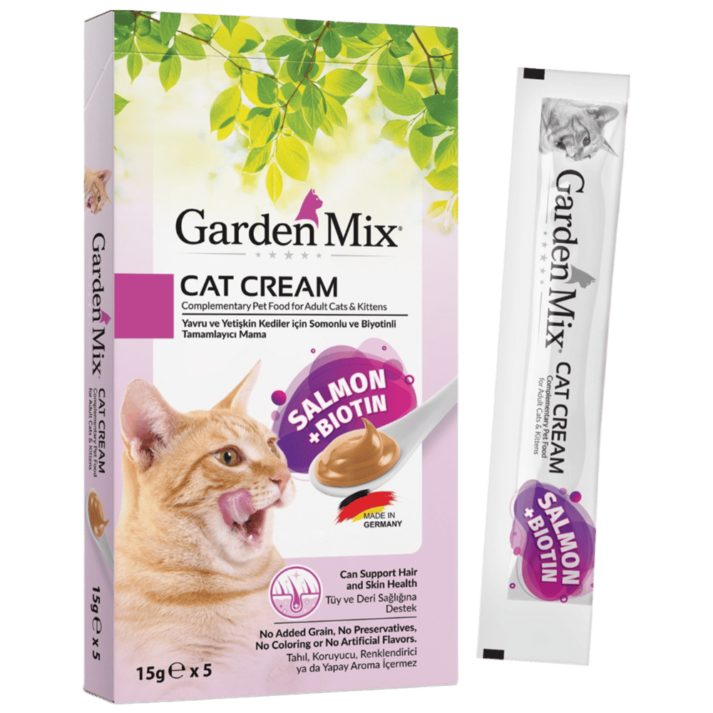 Garden Mix Somonlu ve Biotin Katkılı Krema Kedi Ödülü 5x15gr