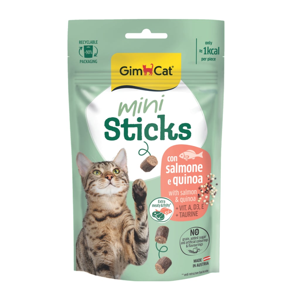 GimCat Mini Sticks Somonlu ve Kinoalı Kedi Ödül Maması 50 gr