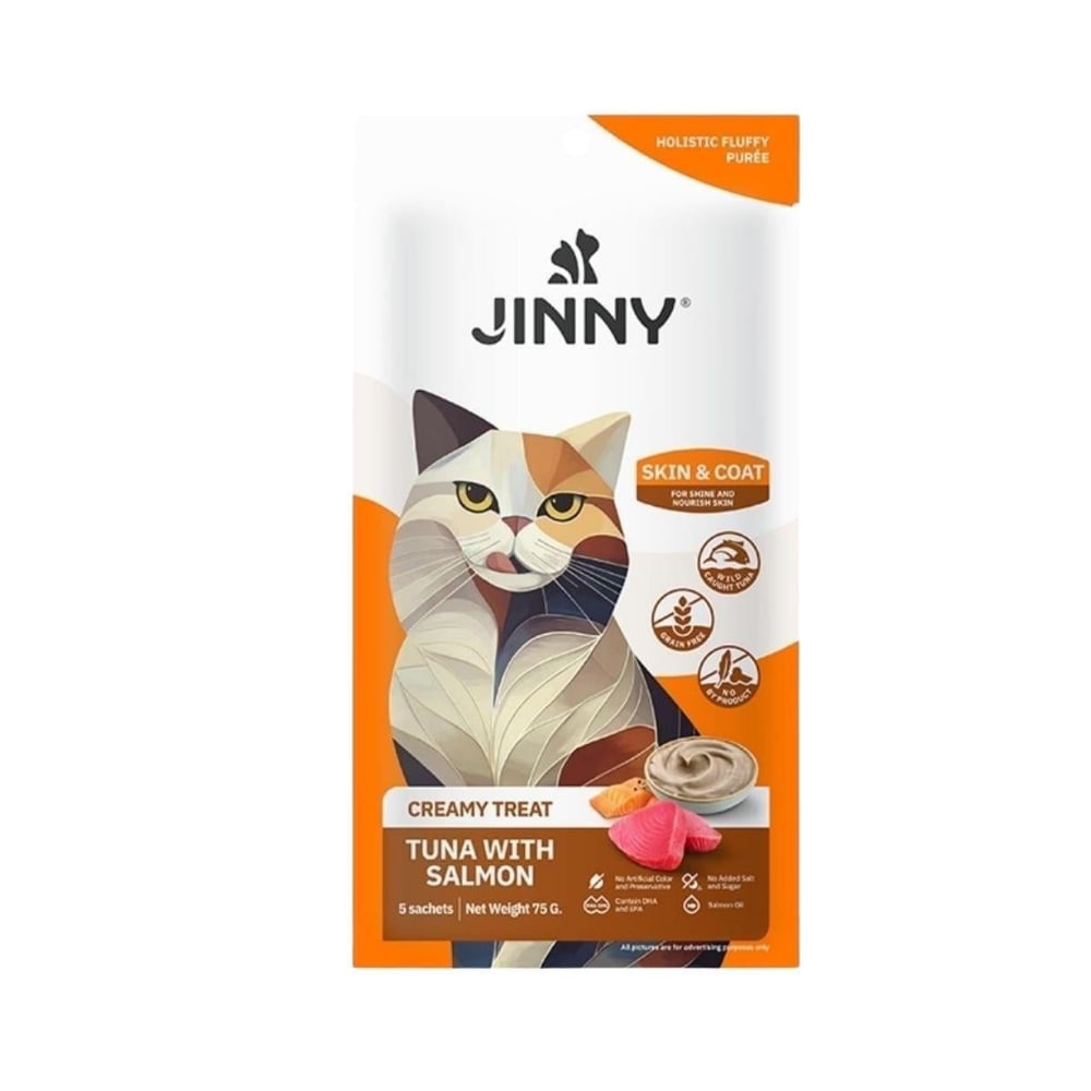 Jinny Cremmy Treat Ton Balıklı ve Somonlu Kedi Ödülü 5x15 Gr