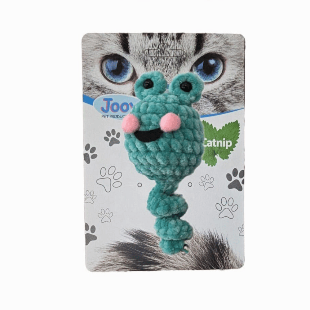 Jooys Catnip'li Kuyruklu Kadife Gülen Surat Kedi Oyuncağı Turkuaz