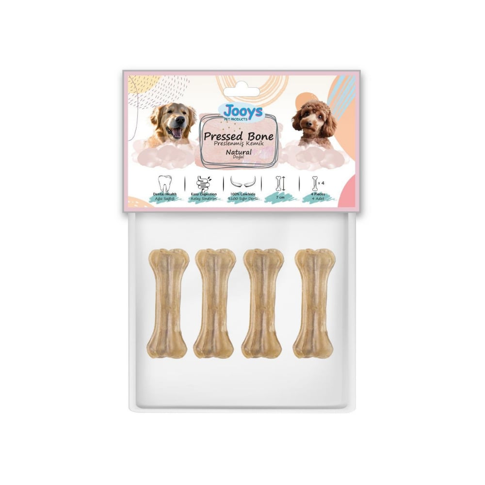 Jooys Doğal Pres Köpek Ödül Kemiği 7 cm 4'lü Paket