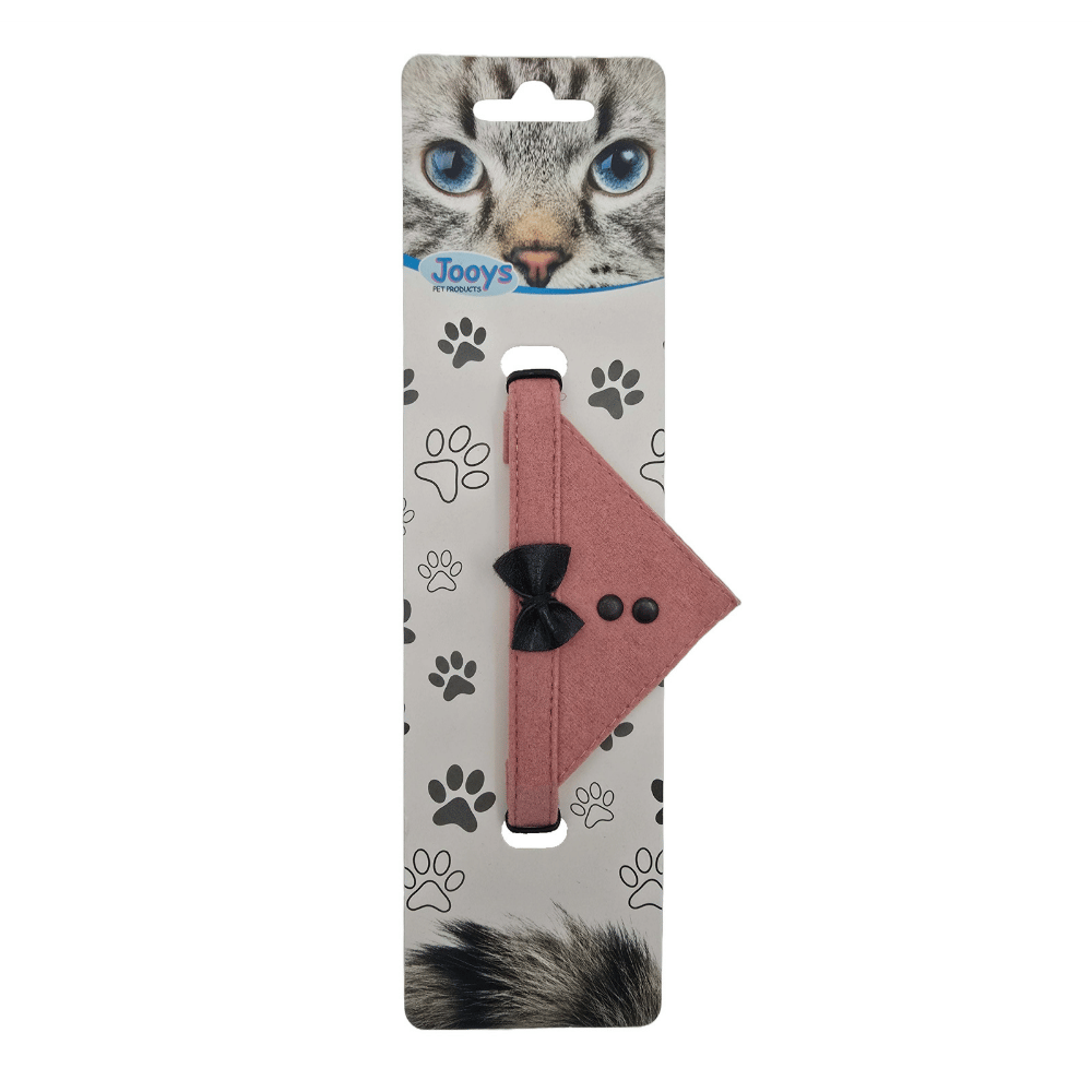 Jooys Kadife Zilli Fularlı Kedi Boyun Tasması Pudra