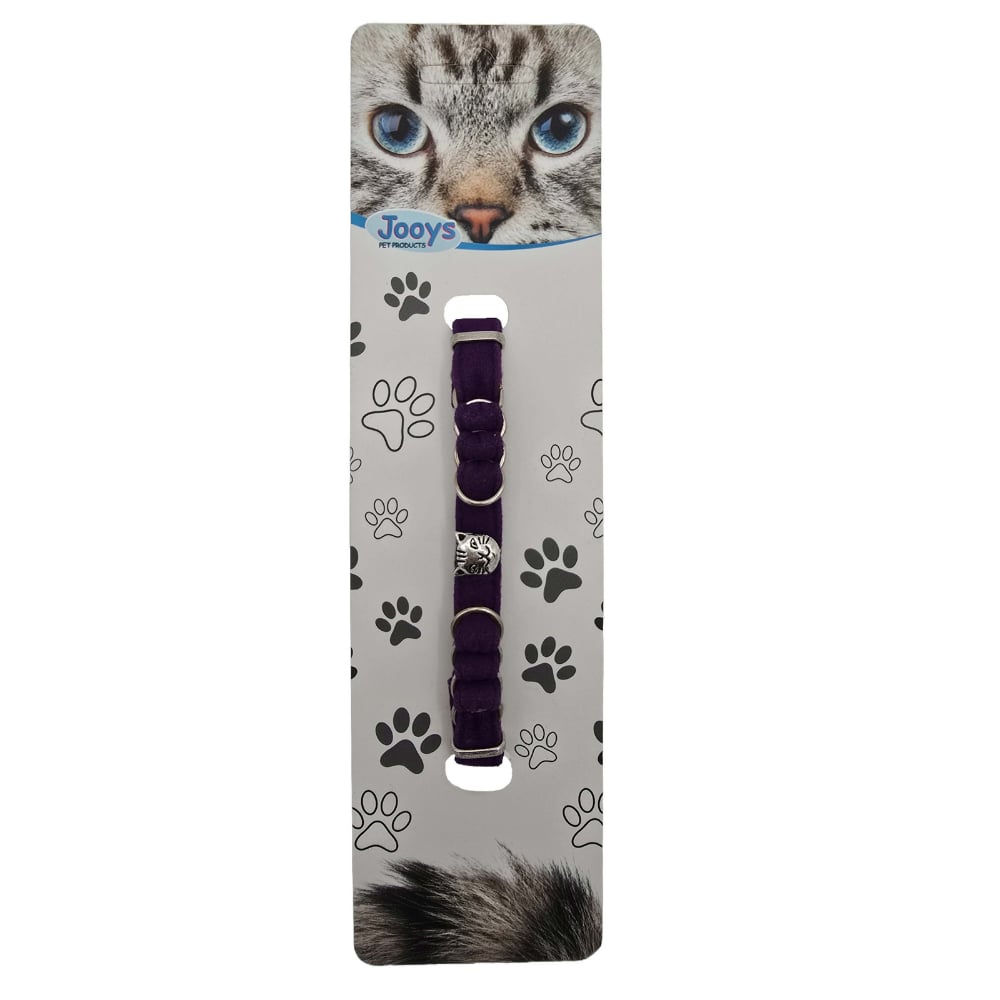 Jooys Kadife Zilli Halkalı Kedi Boyun Tasması Mor