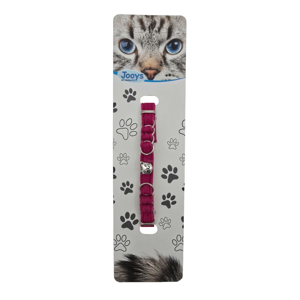 Jooys Kadife Zilli Halkalı Kedi Boyun Tasması Fuşya