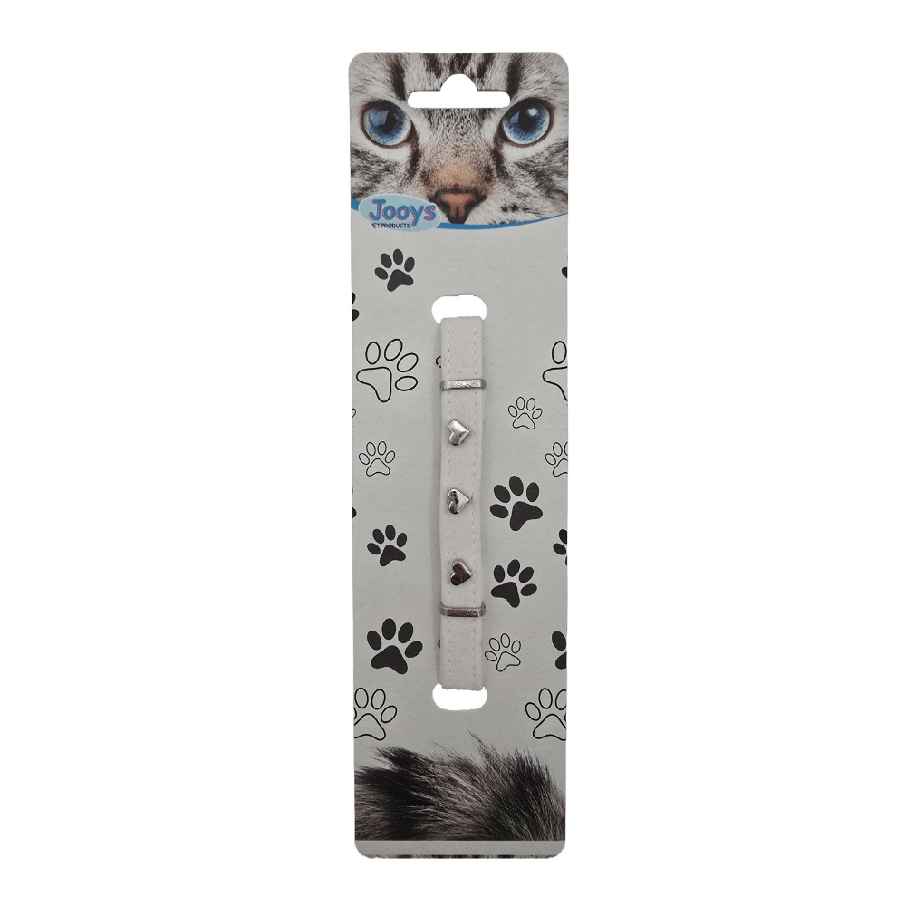 Jooys Kadife Zilli Kalpli Kedi Boyun Tasması Beyaz