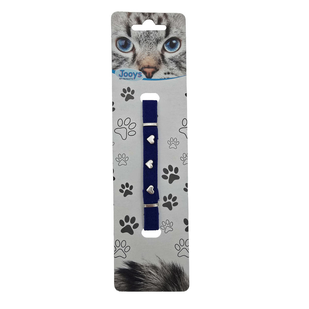 Jooys Kadife Zilli Kalpli Kedi Boyun Tasması Lacivert