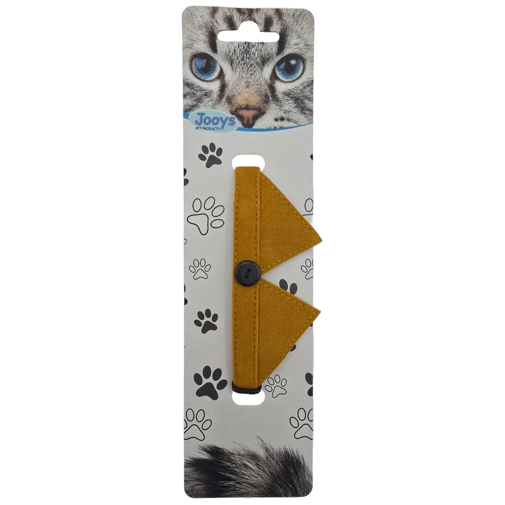 Jooys Kadife Zilli Kravatlı Kedi Boyun Tasması Hardal