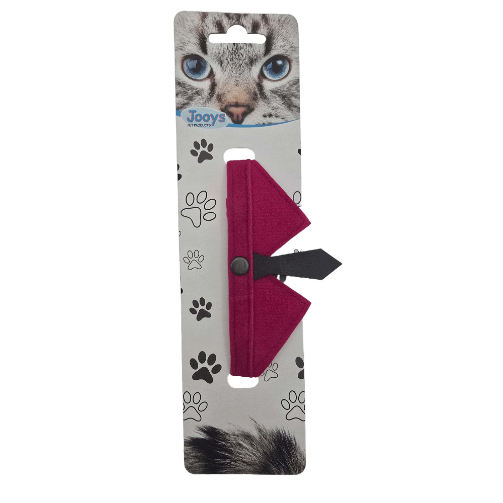 Jooys Kadife Zilli Kravatlı Kedi Boyun Tasması Fuşya