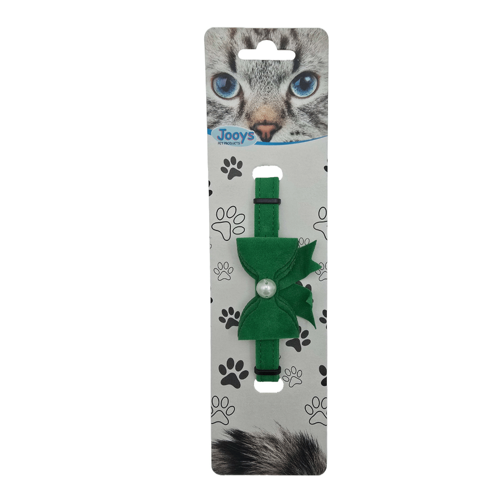 Jooys Kadife Zilli Kurdeleli Kedi Boyun Tasması Yeşil