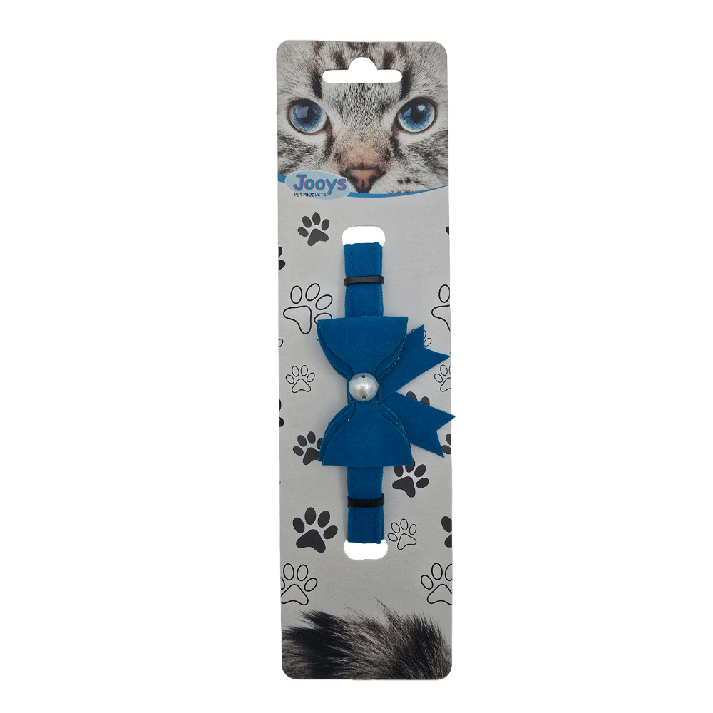 Jooys Kadife Zilli Kurdeleli Kedi Boyun Tasması Turkuaz