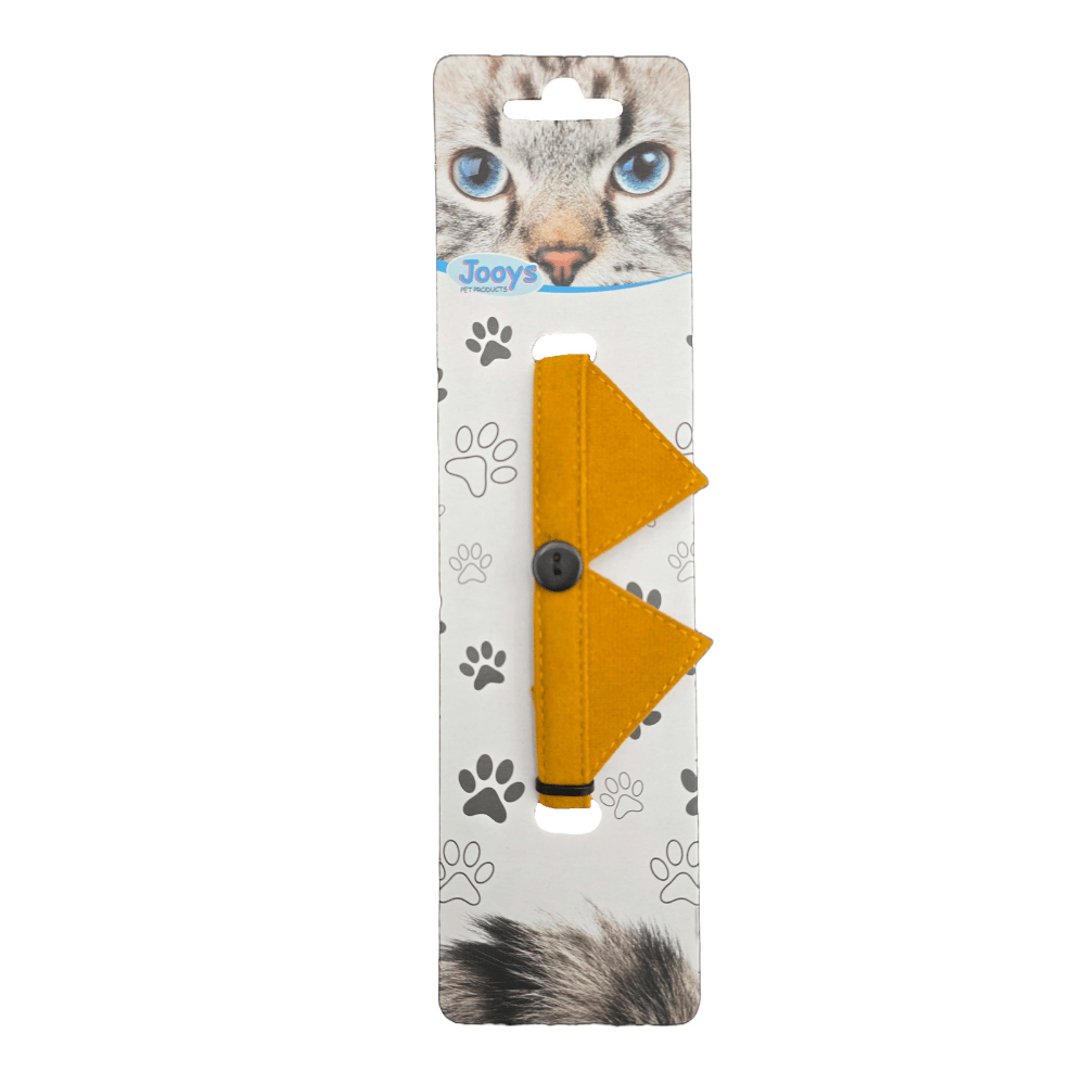 Jooys Kadife Zilli Yakalı Kedi Boyun Tasması Hardal