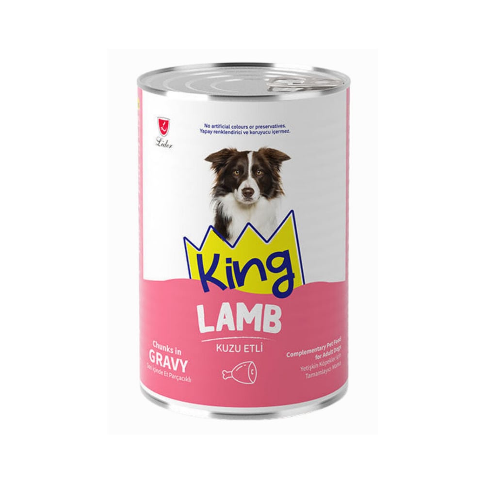 King Sos İçerisinde Et Parçacıklı Kuzu Etli Köpek Konservesi 400 gr
