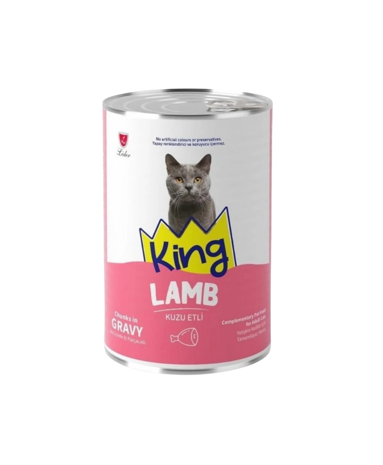 King Sos İçinde Et Parçacıklı Kuzu Etli Yetişkin Kedi Konservesi 400 Gr