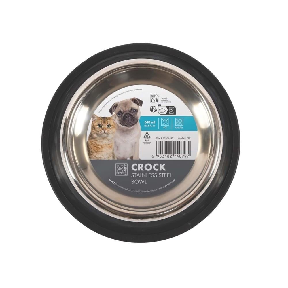 M-Pets Crock Kedi ve Köpekler İçin Paslanmaz Çelik Mama Kabı 610 ml M