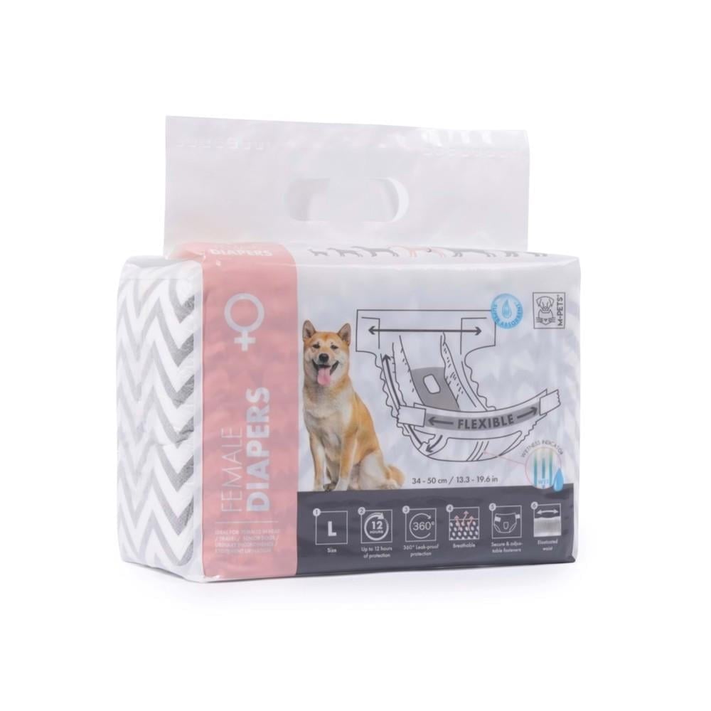 M-Pets Diapers Dişi Köpekler İçin Külot Bez 32x52cm 10'lu L