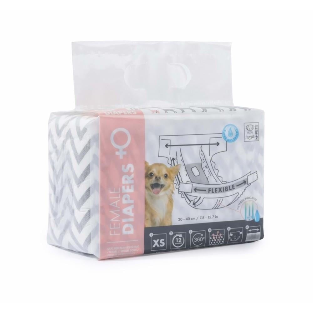 M-Pets Diapers Dişi Köpekler İçin Külot Bez 26-34 cm 10'lu XS