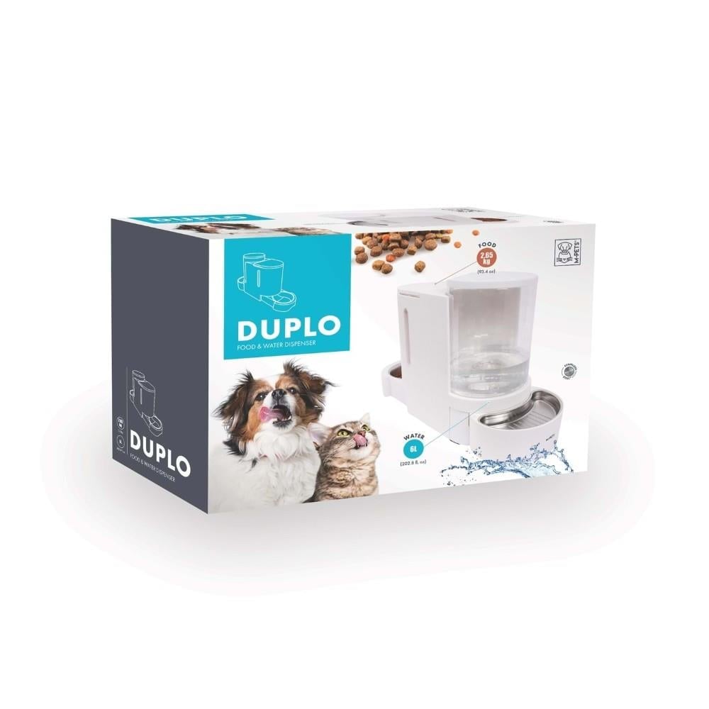 M-Pets Duplo Kedi ve Köpekler için Hazneli Mama ve Su Kabı 6000 ml Beyaz