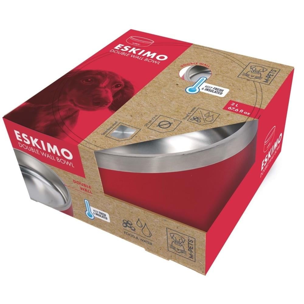 M-Pets Eskimo Çift Cidarlı Köpek Mama ve Su Kabı 2000 ml Kırmızı