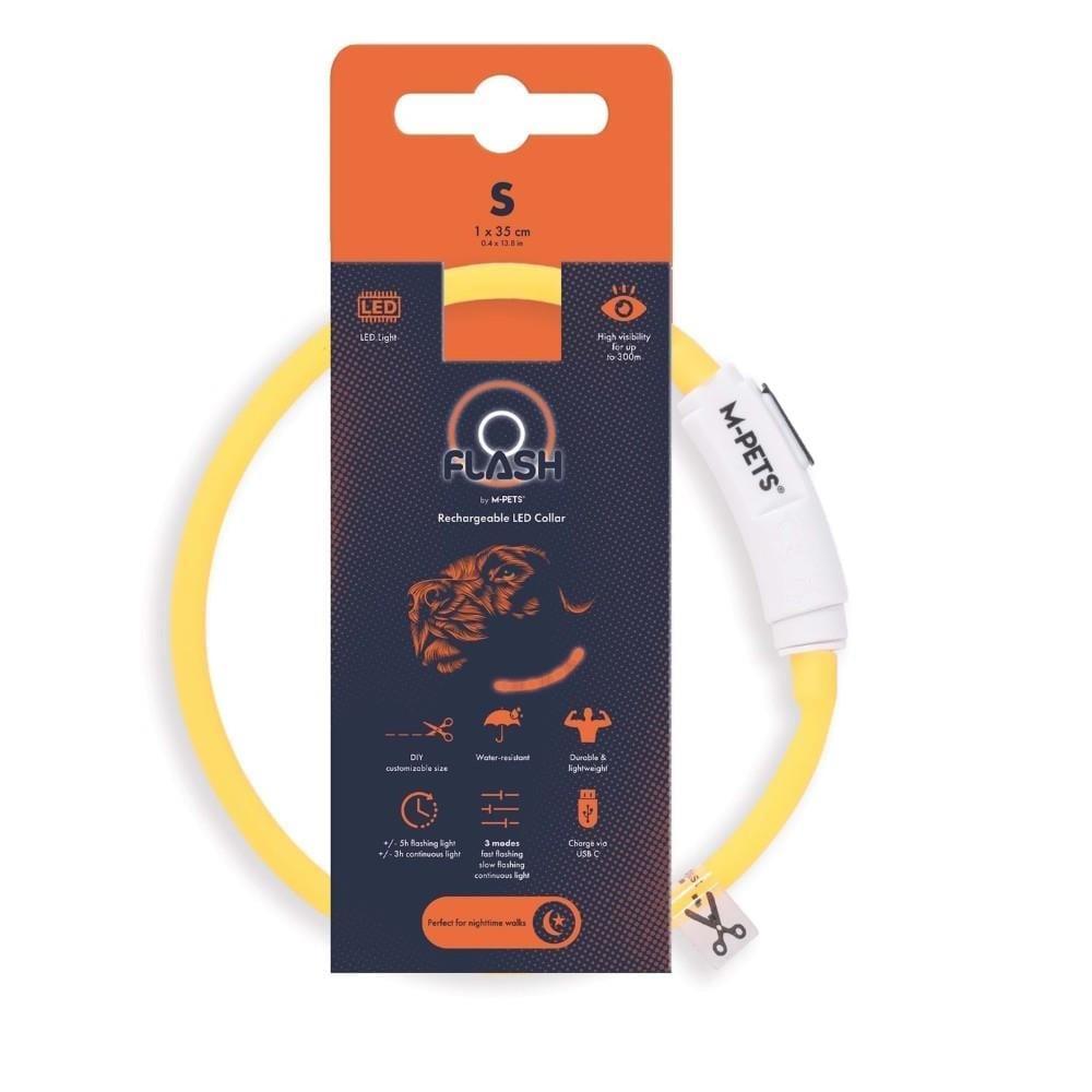 M-Pets Flash Led Köpek Boyun Tasması 35 cm Turuncu S