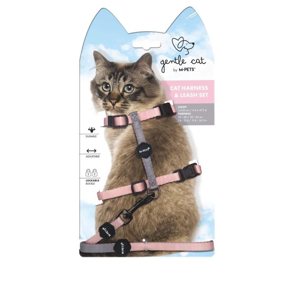 M-Pets Gentle Kedi Göğüs Tasması Seti 120 cm Pembe