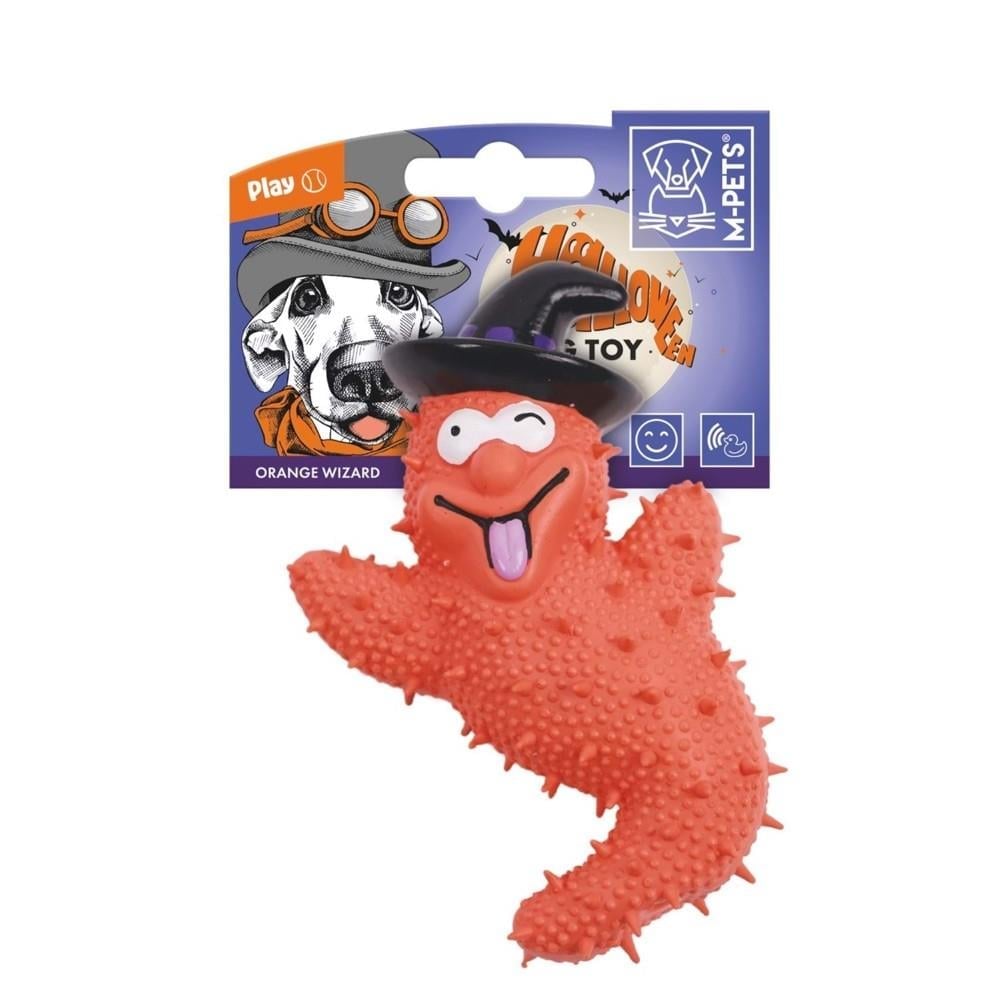 M-Pets Halloween Wizard Kauçuk Köpek Oyuncağı 10x4x15 cm Turuncu
