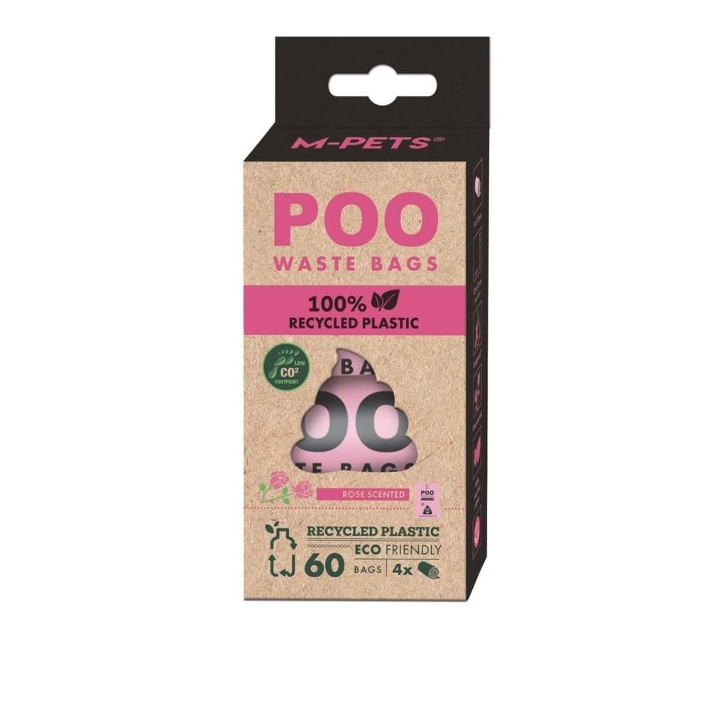 M-Pets Poo Recycled Gül Kokulu Köpek Dışkı Poşeti 22x32 cm 4'lü