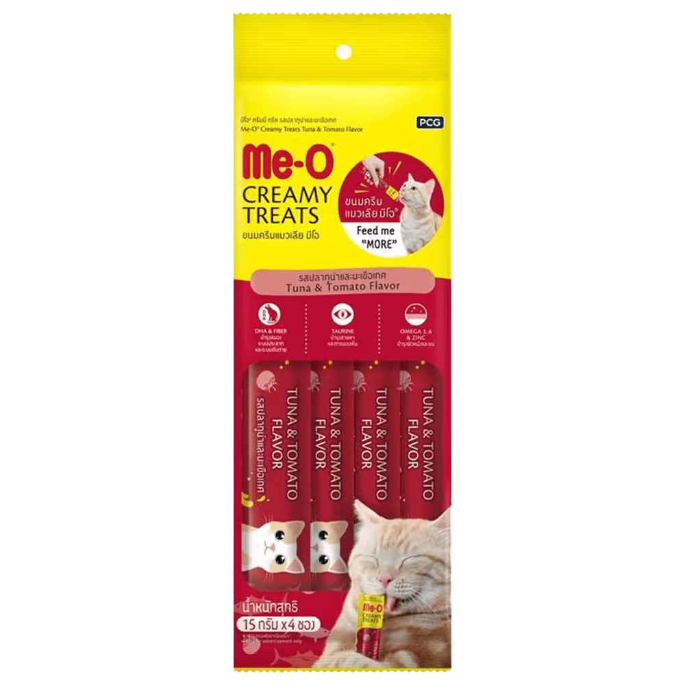 Me-O Creamy Treats Ton Balıklı Domatesli Krema Sıvı Kedi Ödülü 4x15gr