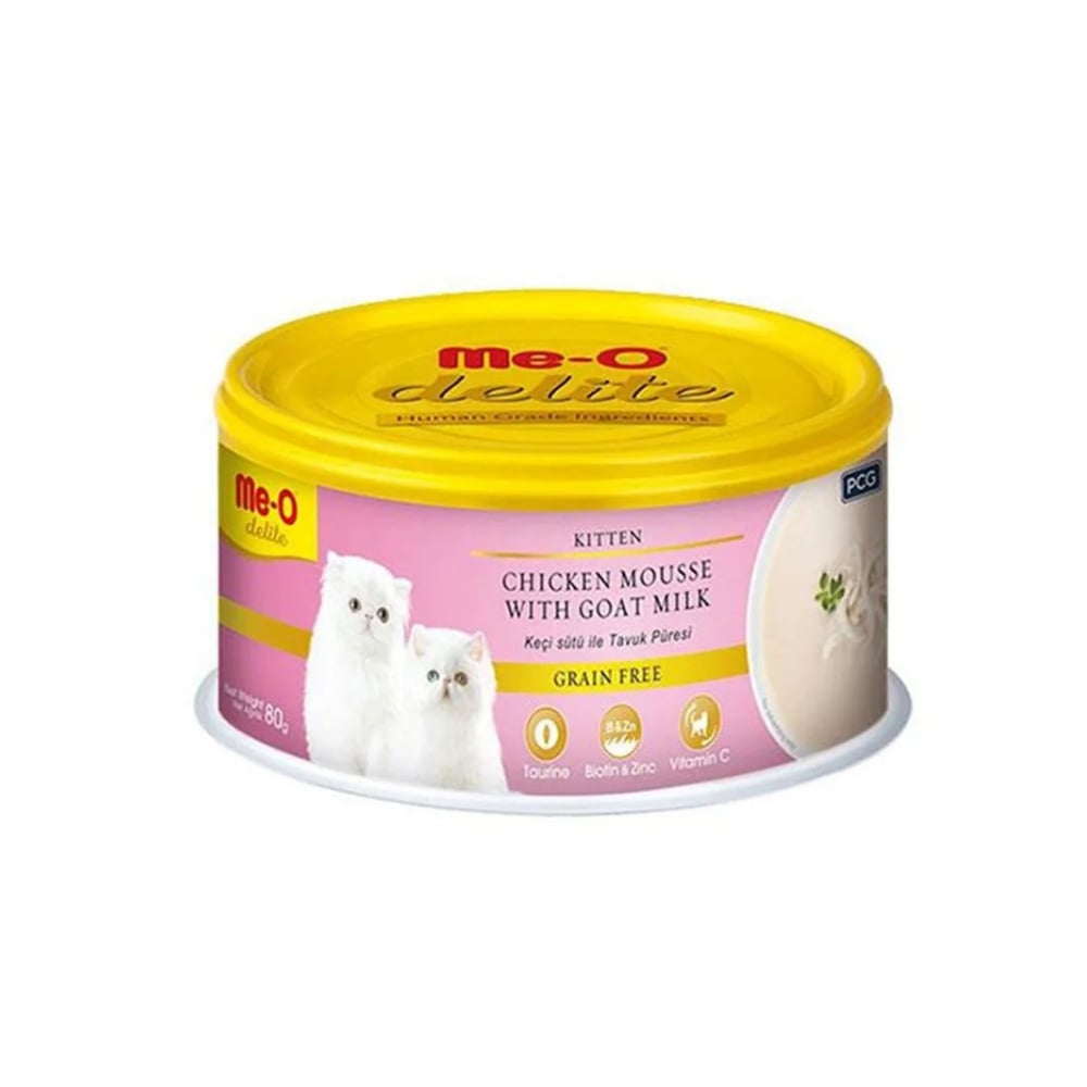 Me-O Delite Keçi Sütü Tavuklu Tahılsız Konserve Yavru Kedi Maması 80 gr