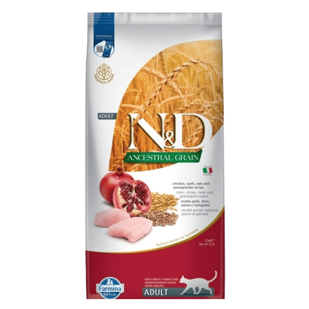 N&D Ancestral Grain Tavuklu ve Narlı Ata Tahıllı Yetişkin Kedi Maması 10kg