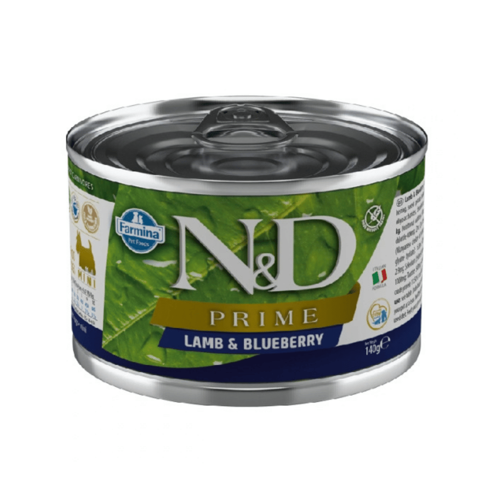 N&D Prime Kuzulu ve Yaban Mersinli Tahılsız Küçük Irk Yetişkin Köpek Konservesi 140gr