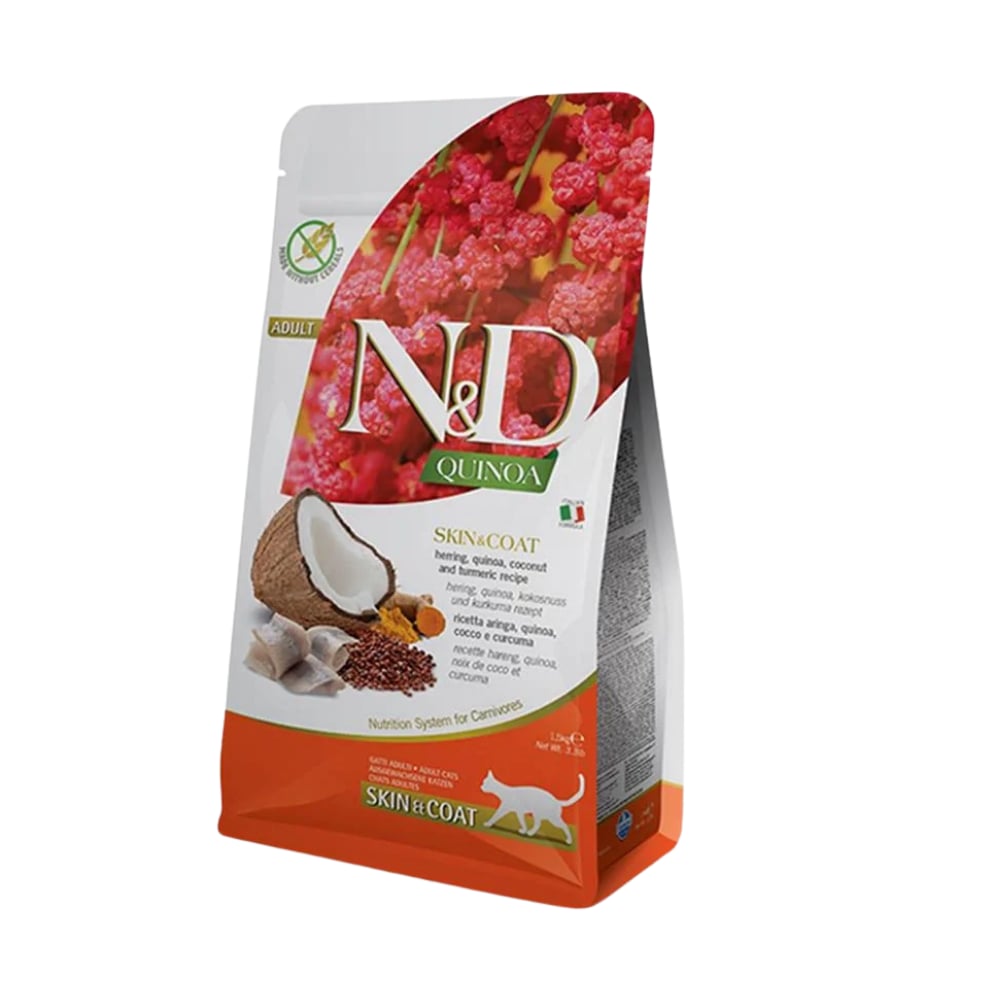 N&D Quinoa Skin Coat Ringa Balığı Kinoa Tüy Sağlığı Kedi Maması 1,5 Kg