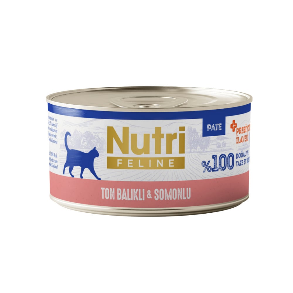 Nutri Feline Ton Balıklı ve Somonlu Tahılsız Prebiyotik İlaveli Ezme Yetişkin Kedi Konservesi 70gr