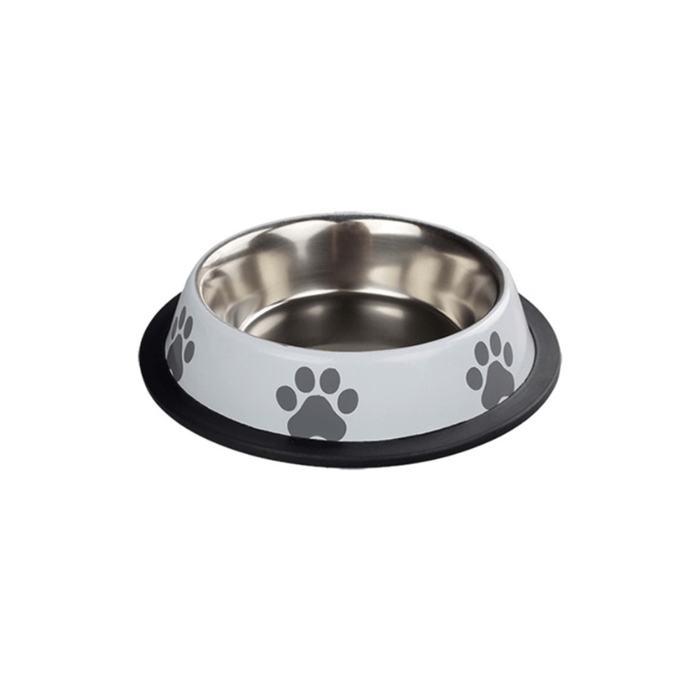 Oripet Pati Baskılı Beyaz Çelik Kedi Mama Kabı 8 Oz 12 cm