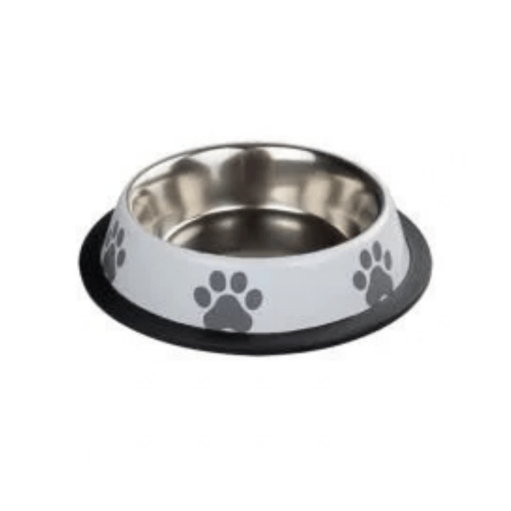 Oripet Pati Baskılı Beyaz Çelik Köpek Mama Kabı 16 Oz 15.5 cm