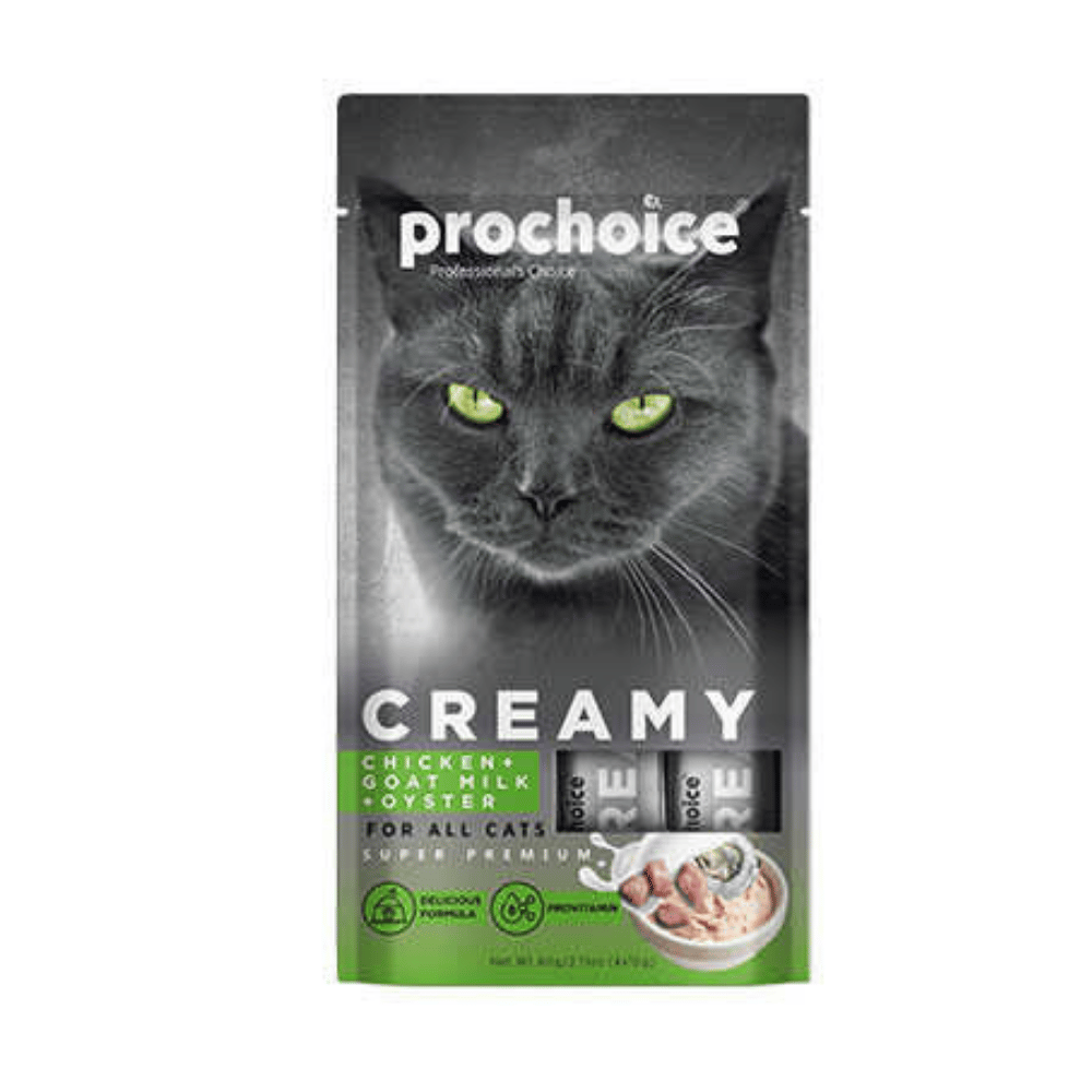 Prochoice Creamy Tavuklu Keçi Sütlü ve İstiridyeli Sıvı Kedi Ödül Maması 4x15 Gr