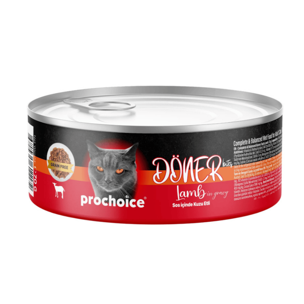 ProChoice Döner Bites Sos İçinde Kuzu Etli Yetişkin Kedi Konservesi 70 gr
