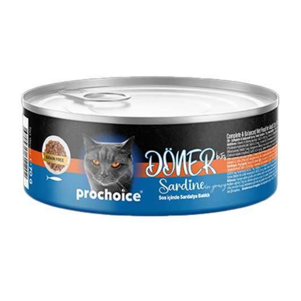 ProChoice Döner Bites Sos İçinde Sardalyalı Yetişkin Kedi Konservesi 70 gr