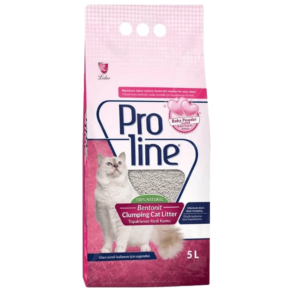 Proline Bebek Pudrası Kokulu Bentonit İnce Taneli Topaklanan Kedi Kumu 5lt