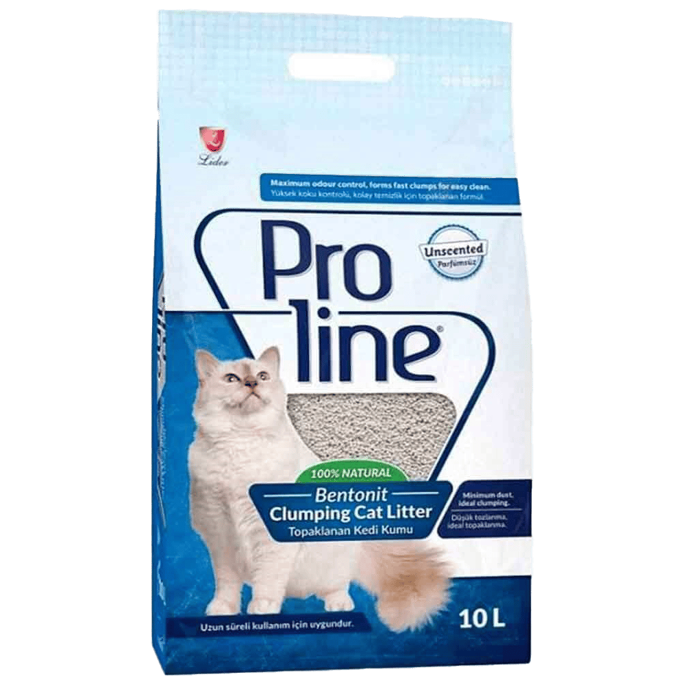 Proline Süper Topaklanan İnce Taneli Parfümsüz Bentonit Kedi Kumu 10lt